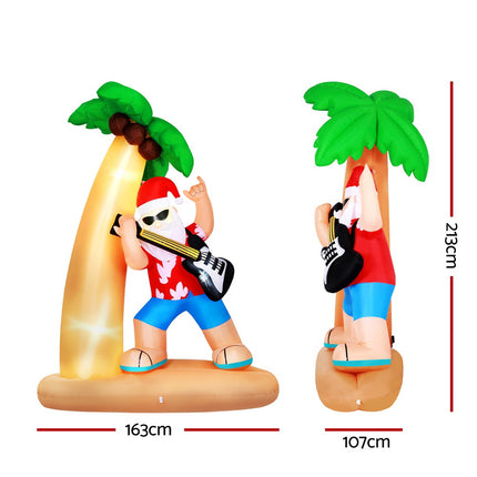 Jingle Jollys Christmas Inflatable Santa Guitar 2.1M Led Illuminated Decorations.