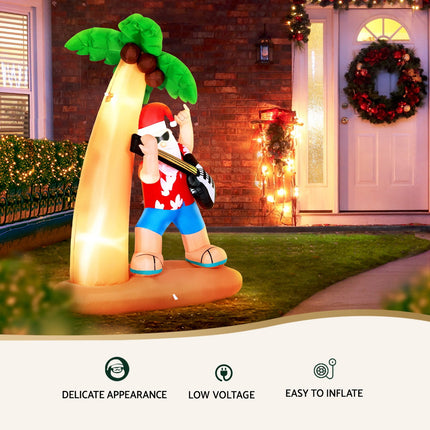 Jingle Jollys Christmas Inflatable Santa Guitar 2.1M Led Illuminated Decorations.