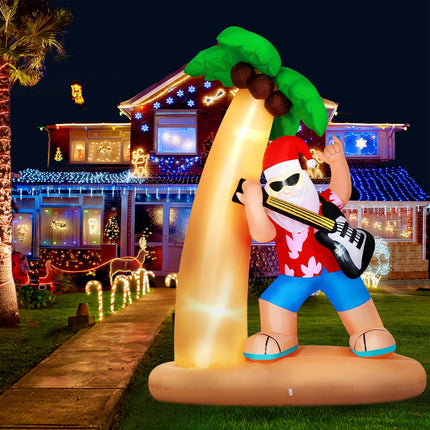 Jingle Jollys Christmas Inflatable Santa Guitar 2.1M Led Illuminated Decorations.