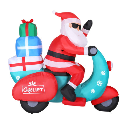 Jingle Jollys Christmas Inflatable Santa Motorbike LED Illuminated Decorations.