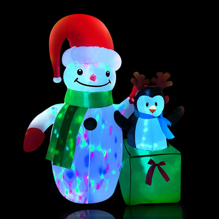 Jingle Jollys Christmas Inflatable Snowman 1.8M Illuminated Decorations.