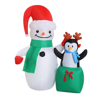 Jingle Jollys Christmas Inflatable Snowman 1.8M Illuminated Decorations.