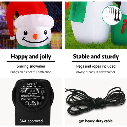 Jingle Jollys Christmas Inflatable Snowman 1.8M Illuminated Decorations.