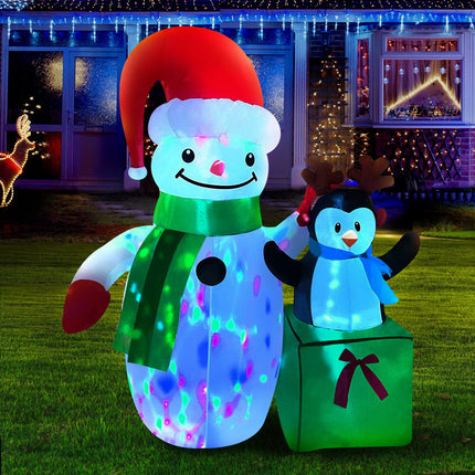 Jingle Jollys Christmas Inflatable Snowman 1.8M Illuminated Decorations.