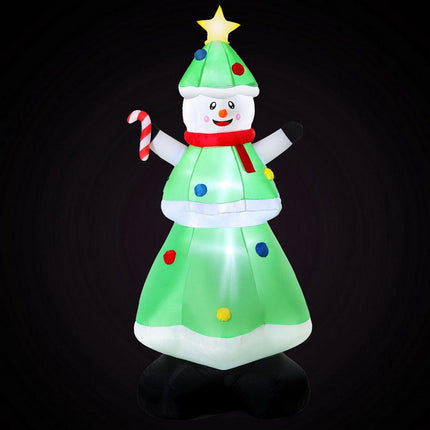 Jingle Jollys Christmas Inflatable Snowman Tree 2.75M Height LED Decorations Illuminated.
