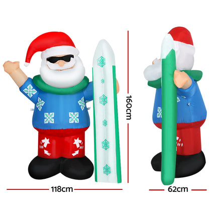 Jingle Jollys Christmas Inflatable Santa 1.6M Illuminated Decorations.