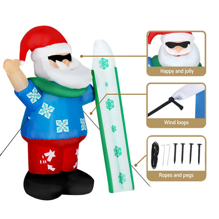 Jingle Jollys Christmas Inflatable Santa 1.6M Illuminated Decorations.