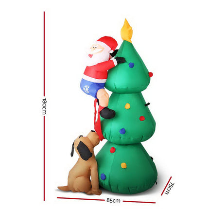 Jingle Jollys Christmas Inflatable Santa Tree 1.8M Illuminated Decorations.