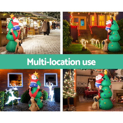 Jingle Jollys Christmas Inflatable Santa Tree 1.8M Illuminated Decorations.
