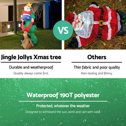 Jingle Jollys Christmas Inflatable Santa Tree 1.8M Illuminated Decorations.