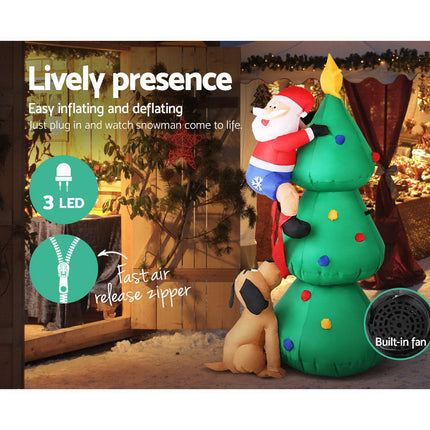 Jingle Jollys Christmas Inflatable Santa Tree 1.8M Illuminated Decorations.