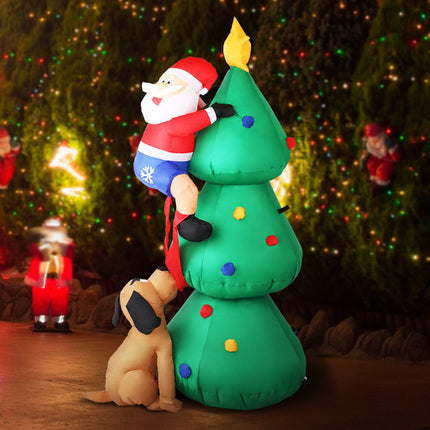 Jingle Jollys Christmas Inflatable Santa Tree 1.8M Illuminated Decorations.