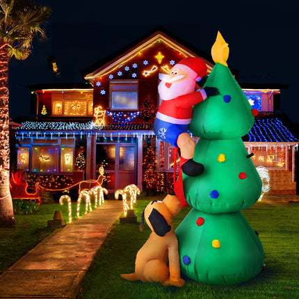 Jingle Jollys Christmas Inflatable Santa Tree 1.8M Illuminated Decorations.
