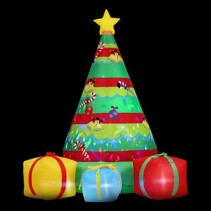 Jingle Jollys Christmas Inflatable Gift Tree 2.2M Height Flashing Light Decorations Illuminated.