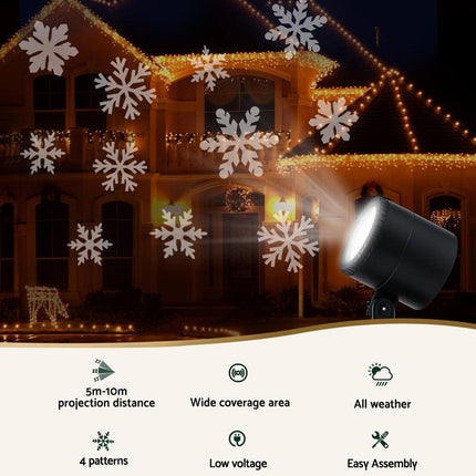 Jingle Jollys Christmas Lights Laser Light Snowflake Projector Indoor Outdoor.