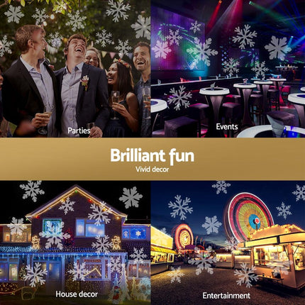 Jingle Jollys Christmas Lights Laser Light Snowflake Projector Indoor Outdoor.