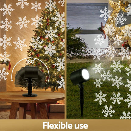 Jingle Jollys Christmas Lights Laser Light Snowflake Projector Indoor Outdoor.