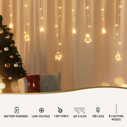 138 LED 3M Christmas Lights Icicle Light Warm White Jingle Jollys.