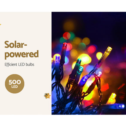 12.5M Christmas Lights Solar Icicle String Light Multi Colour Jingle Jollys.
