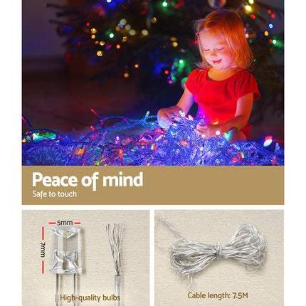 12.5M Christmas Lights Solar Icicle String Light Multi Colour Jingle Jollys.