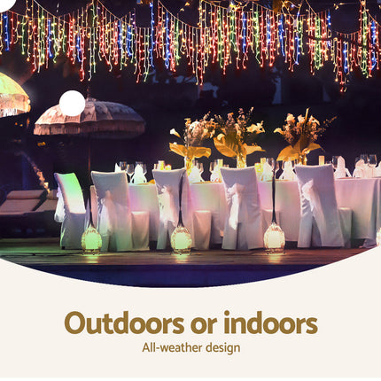 12.5M Christmas Lights Solar Icicle String Light Multi Colour Jingle Jollys.