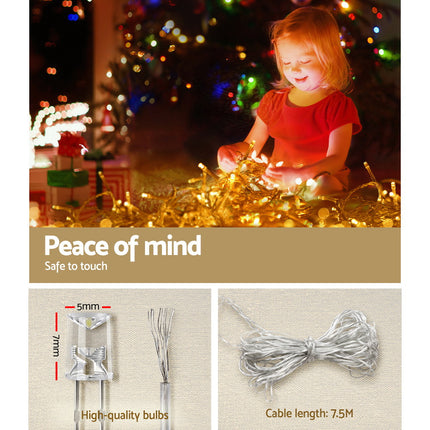 12.5M Christmas Lights Solar Icicle String Light Warm White Jingle Jollys.