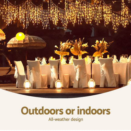 12.5M Christmas Lights Solar Icicle String Light Warm White Jingle Jollys.