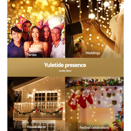 12.5M Christmas Lights Solar Icicle String Light Warm White Jingle Jollys.
