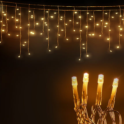 12.5M Christmas Lights Solar Icicle String Light Warm White Jingle Jollys.