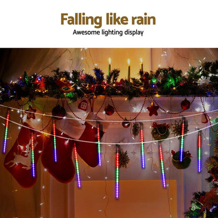 Jingle Jollys 7M Christmas Lights Shower Light 288 LED Icicle Falling Metor.
