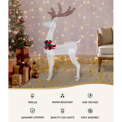 1.5M Christmas Lights Reindeer 100 LED Decorations Jingle Jollys.