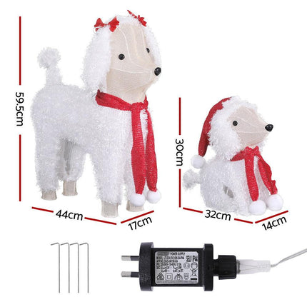 Jingle Jollys Christmas Lights 60 LED Fairy Light 2pcs Dog Decorations Set.