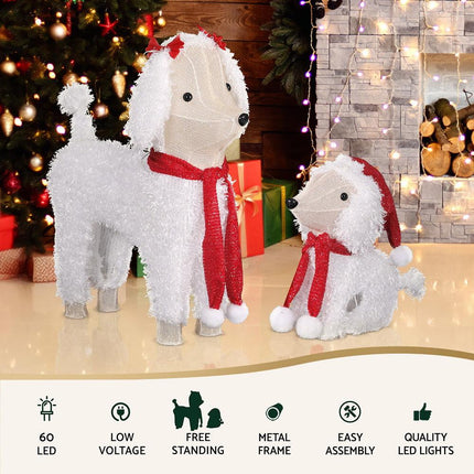 Jingle Jollys Christmas Lights 60 LED Fairy Light 2pcs Dog Decorations Set.