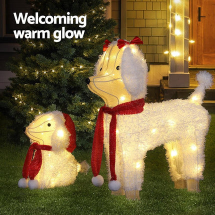 Jingle Jollys Christmas Lights 60 LED Fairy Light 2pcs Dog Decorations Set.