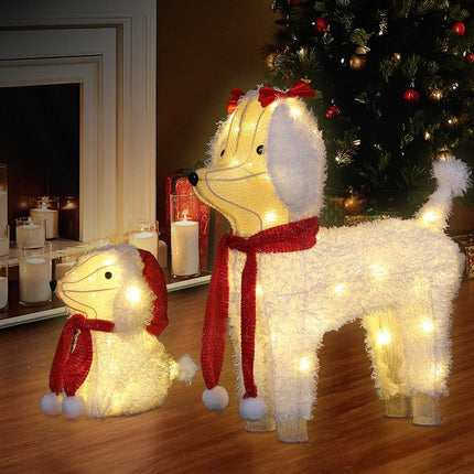 Jingle Jollys Christmas Lights 60 LED Fairy Light 2pcs Dog Decorations Set.