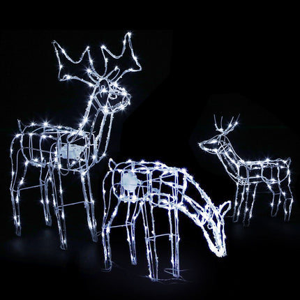3 PCS Christmas Lights Reindeers 250 LED Decorations Jingle Jollys.