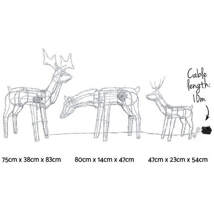 3 PCS Christmas Lights Reindeers 250 LED Decorations Jingle Jollys.