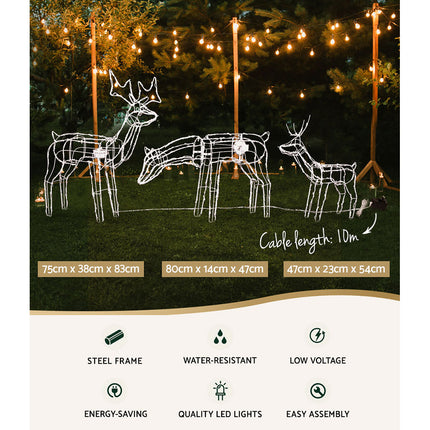 3 PCS Christmas Lights Reindeers 250 LED Decorations Jingle Jollys.