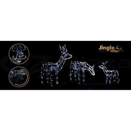 3 PCS Christmas Lights Reindeers 250 LED Decorations Jingle Jollys.