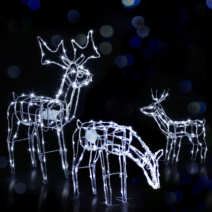 3 PCS Christmas Lights Reindeers 250 LED Decorations Jingle Jollys.