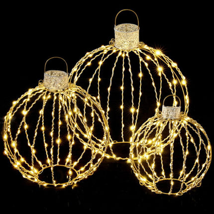 Jingle Jollys Christmas Lights 320 LED Fairy Light 3pcs Ball Decorations Set.