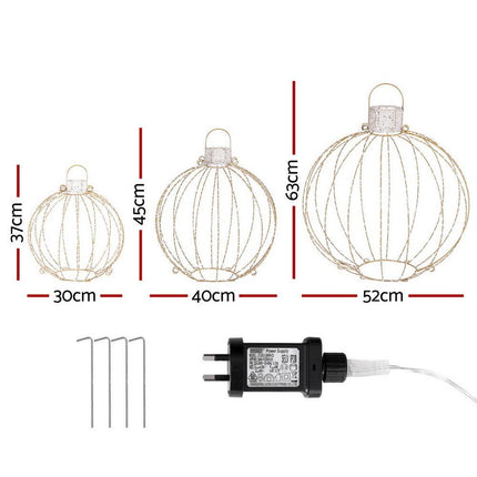Jingle Jollys Christmas Lights 320 LED Fairy Light 3pcs Ball Decorations Set.
