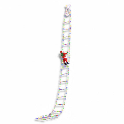Jingle Jollys 3.5M Christmas Lights 300 LED Ladder Light with Santa Claus Decor.