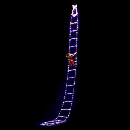 Jingle Jollys 3.5M Christmas Lights 300 LED Ladder Light with Santa Claus Decor.