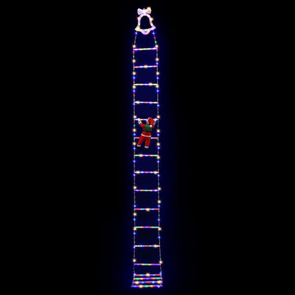 Jingle Jollys 3.5M Christmas Lights 300 LED Ladder Light with Santa Claus Decor.