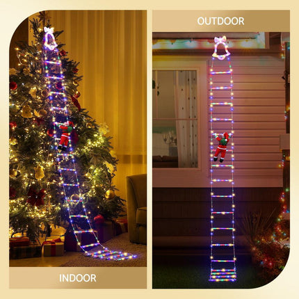 Jingle Jollys 3.5M Christmas Lights 300 LED Ladder Light with Santa Claus Decor.