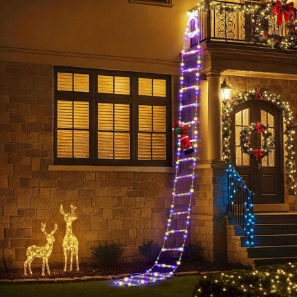 Jingle Jollys 3.5M Christmas Lights 300 LED Ladder Light with Santa Claus Decor.