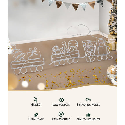 2.1M Christmas Lights 631 LED Train Motif Light Decorations Jingle Jollys.