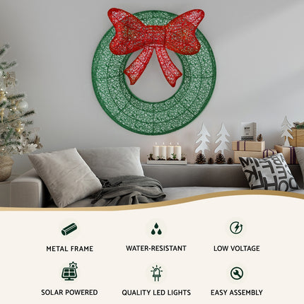 0.6M Christmas Lights 50 LED Motif Solar Wreath Xmas Decorations Jingle Jollys.