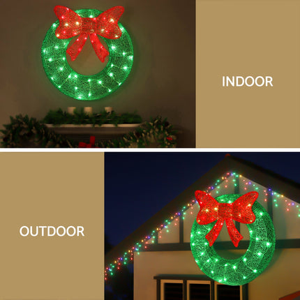 0.6M Christmas Lights 50 LED Motif Solar Wreath Xmas Decorations Jingle Jollys.